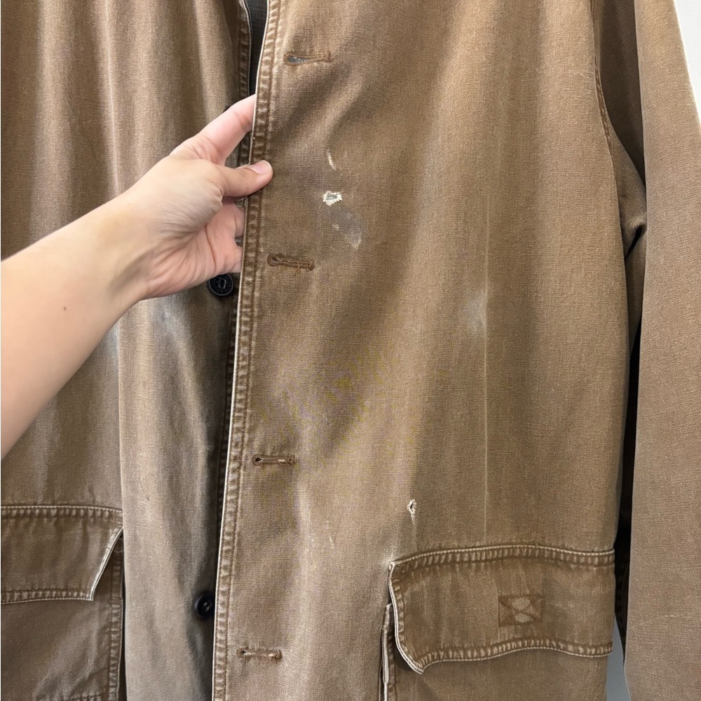 Vintage Men Barn Levis Distressed Tan Brown Jacket Corduroy Plaid Jacket Large - Picture 3 of 15